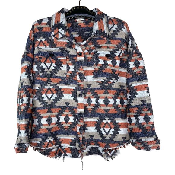 143 Story Aztec Print Button Down Long Sleeve Shirt Small - Picture 1 of 9